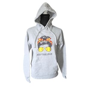 Port and Company Gray Softball Mom Hoodie Size S